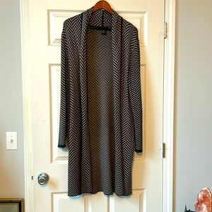 Women’s Joan Vass herringbone cardigan sweater with pockets